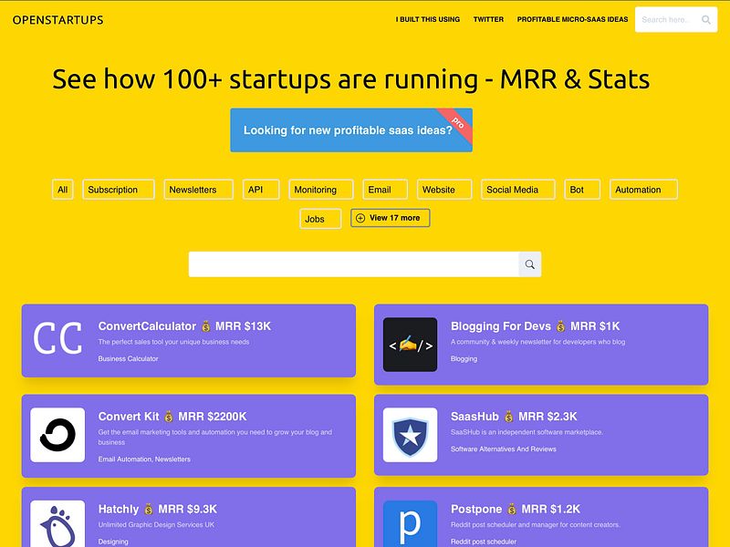 OpenStartups preview