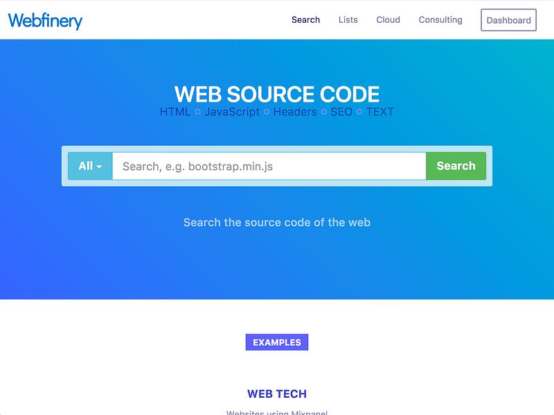 Webfinery Search preview