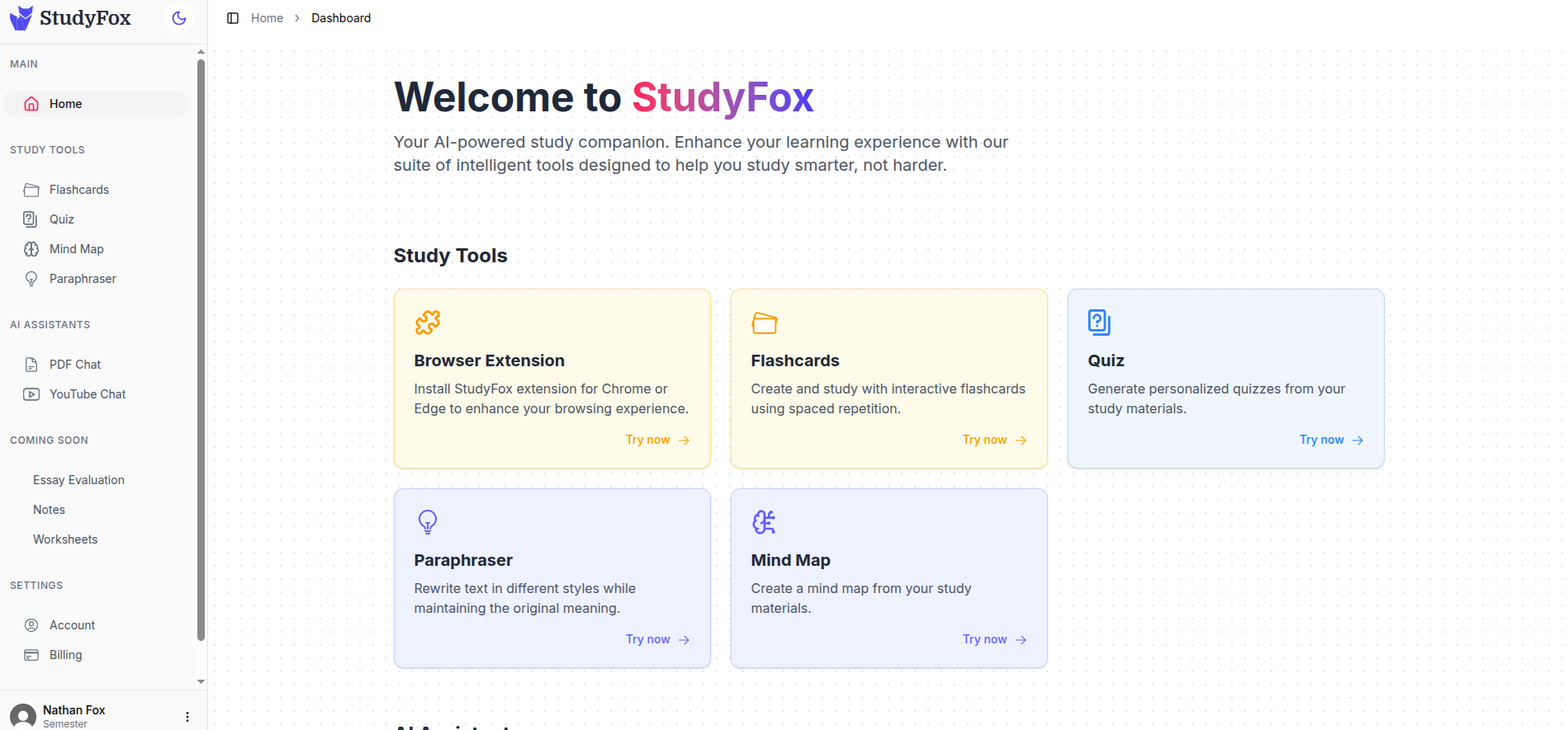 Study Fox - AI for tests and homework preview