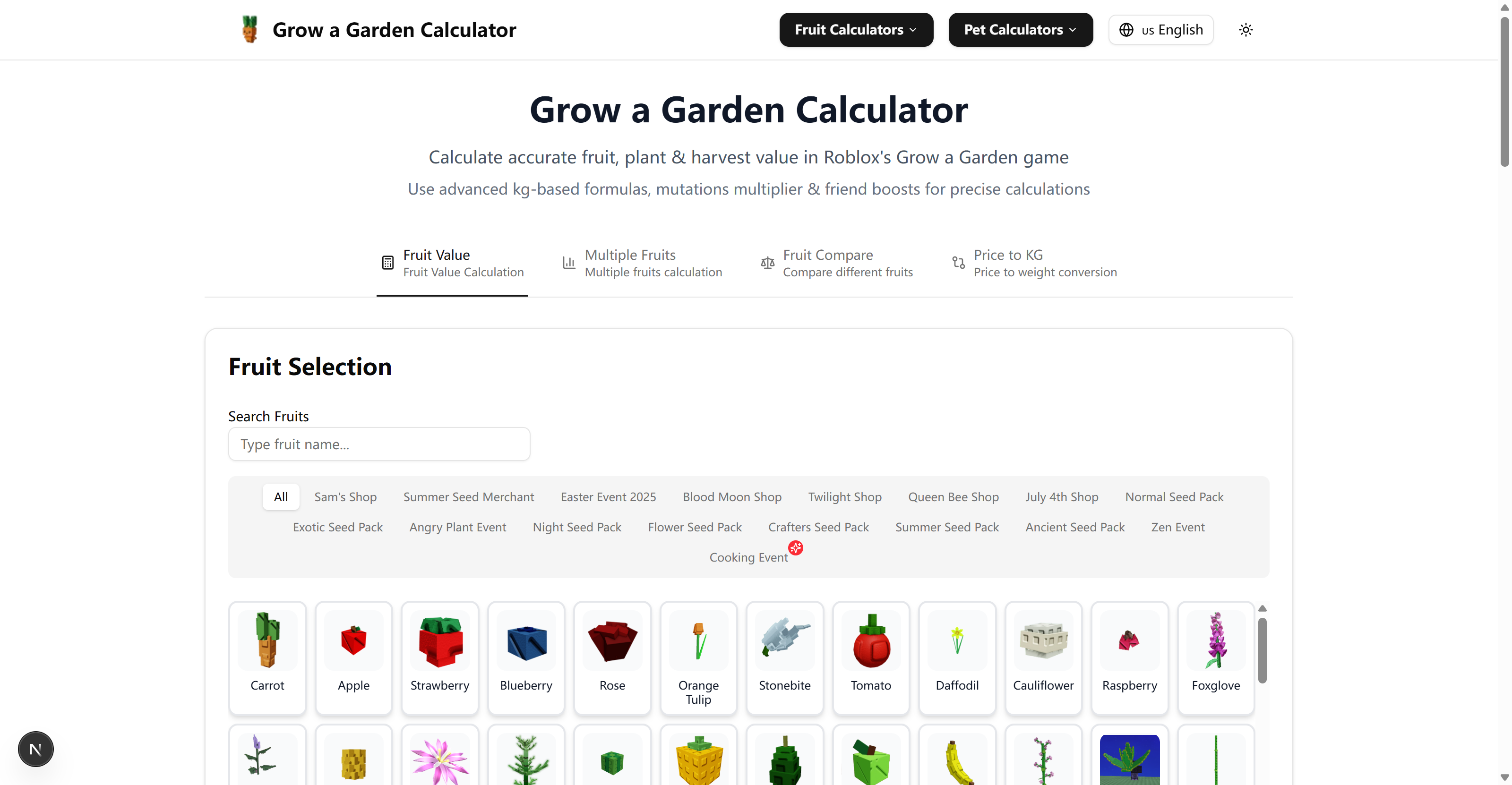 Grow a Garden Calculator new preview